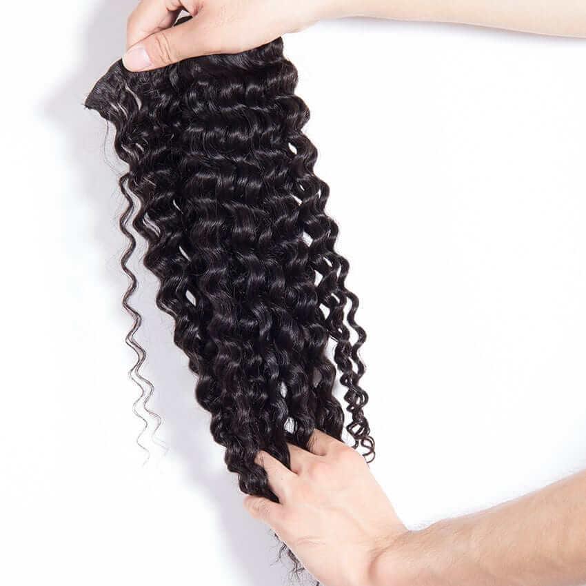 Superlove Deep Wave Hair 3 Bundles With Frontal 13x4 Free Part Lace Frontal 100% Virgin Human Hair - Image 4