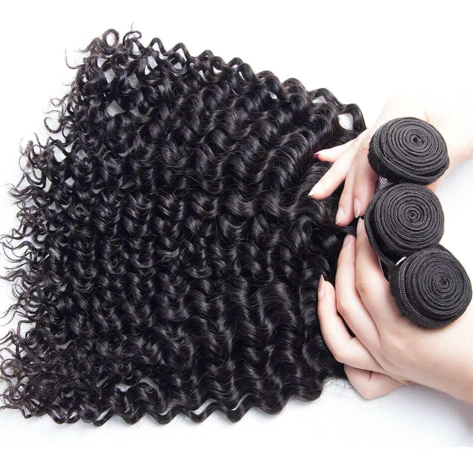 Superlove Deep Wave Hair 3 Bundles With Frontal 13x4 Free Part Lace Frontal 100% Virgin Human Hair - Image 5