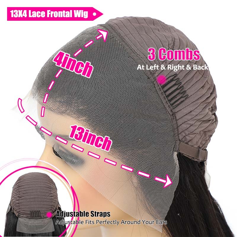 13x4  Transparent Lace Frontal Wigs Straight Hair Pre Plucked Malaysian Human Hair Wigs - Image 5
