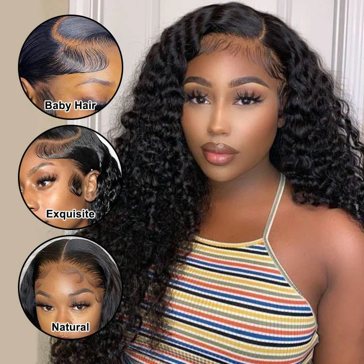 13x4 HD Transparent Lace Frontal  Water Wave  Wigs with Baby Hair - Image 3