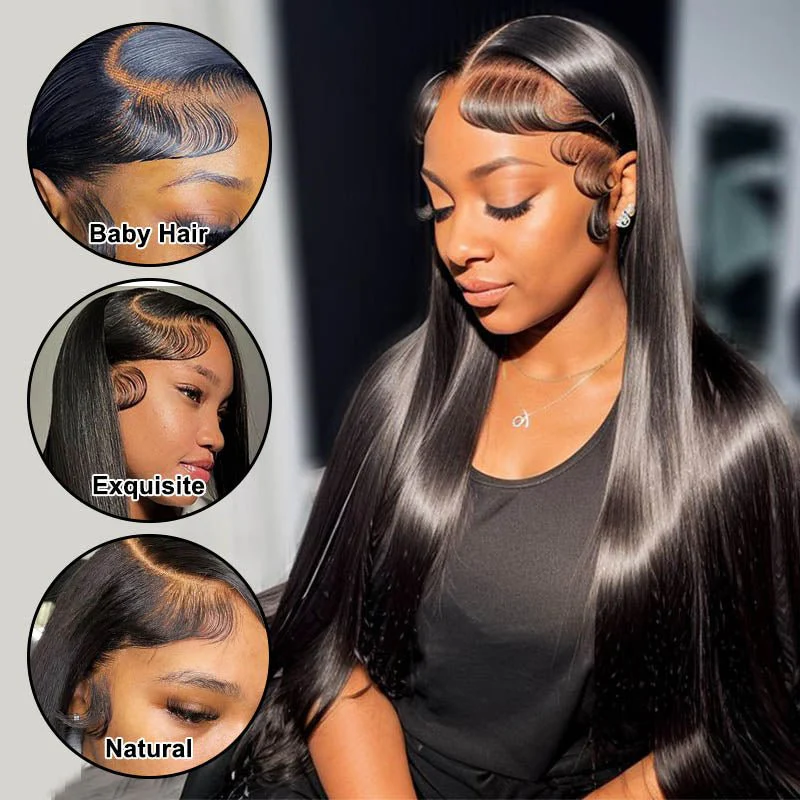 13x4  Lace Front  Mongolian Straight Wig  With  Baby Hair - Image 4