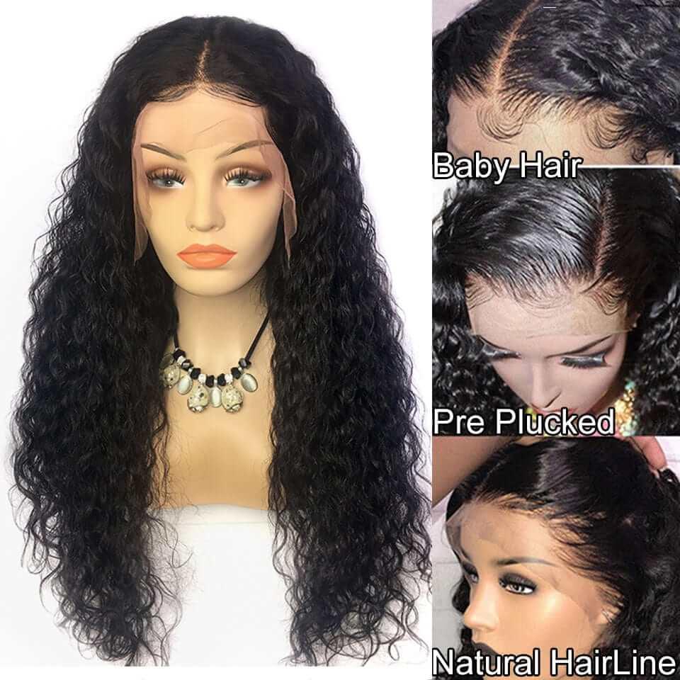 Water Wave Ear to Ear Lace Front Wig Pre Plucked 13x4 Lace Wigs Natural Hairline Brazilian Hair - Image 3