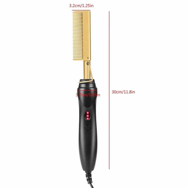 Superlove 2 in 1 Hot Comb Straightener Electric Hair Curler Flat Iron Titanium Alloy Hair Curler Brush - Image 7