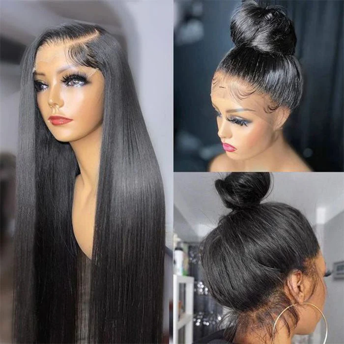 360 Hd Transparent Lace Front Straight  Wigs with Baby Hair in Natural Color - Image 3
