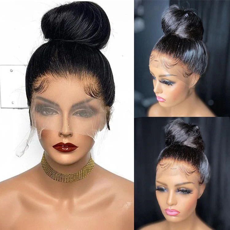 360 Lace Frontal Wig Mongolian Straight Human Hair Wig for Black Women Natural Color Remy Hair - Image 3