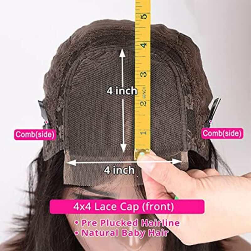 Lace Wig Curly Peruvian Human Hair Wigs 4x4 Lace Closure Pre-Plucked with Baby Hair - Image 3