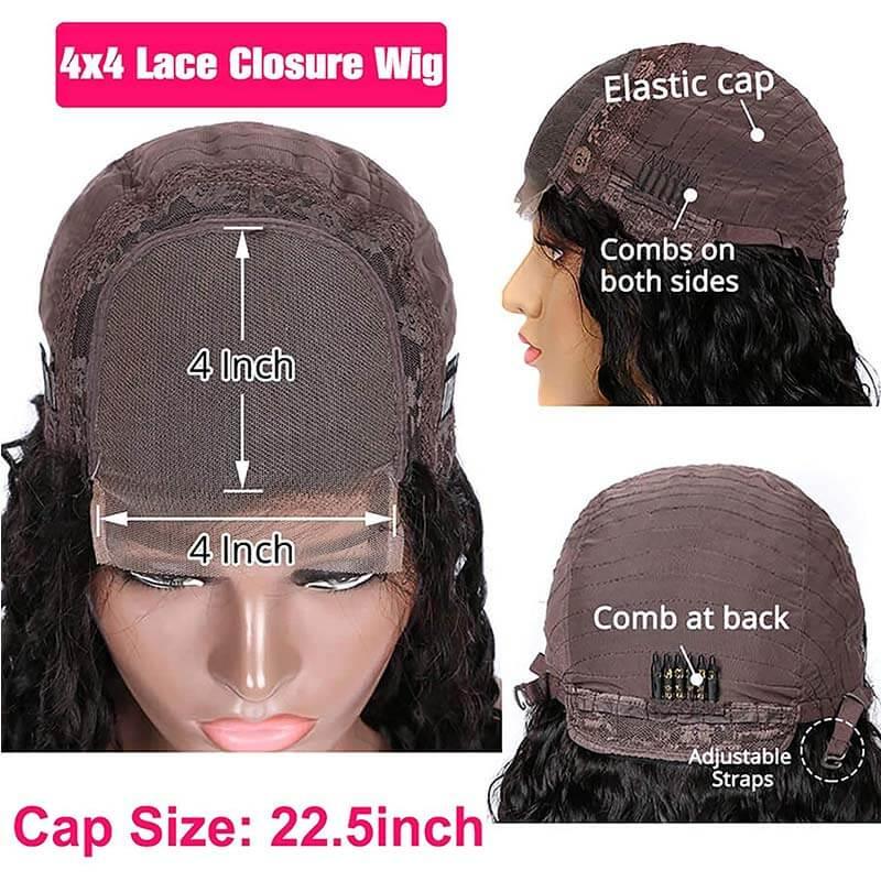 4x4 Lace Closure Wig Curly Wig For Black Women Malaysian Human Hair - Image 3