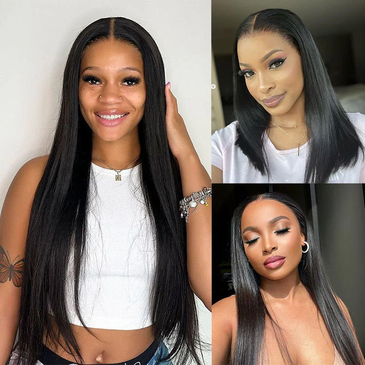 Glueless 4x4 Lace Closure Pre Plucked Straight Wigs - Image 3