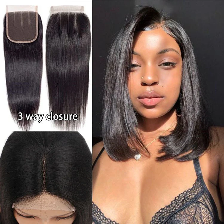 Glueless 4X4 Lace Three Part Bob Wigs With Baby Hair 100% Unprocessed Peruvian - Image 5