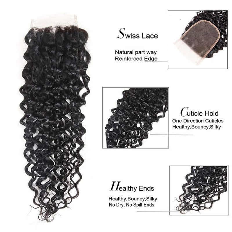 Curly Hair Lace Closure Three Way Part Lace Clousre 100% Human Hair Superlove Hair Natural Color - Image 2