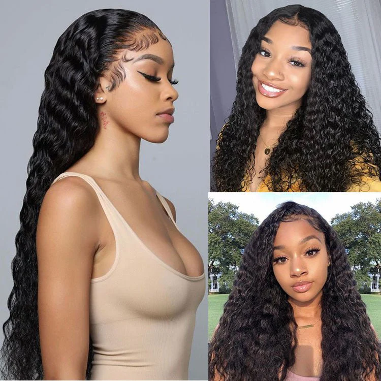 Ear to Ear Lace Frontal Wig Water Wave Hair Peruvian Human Hair Wet And Wavy Lace Front Wigs - Image 4
