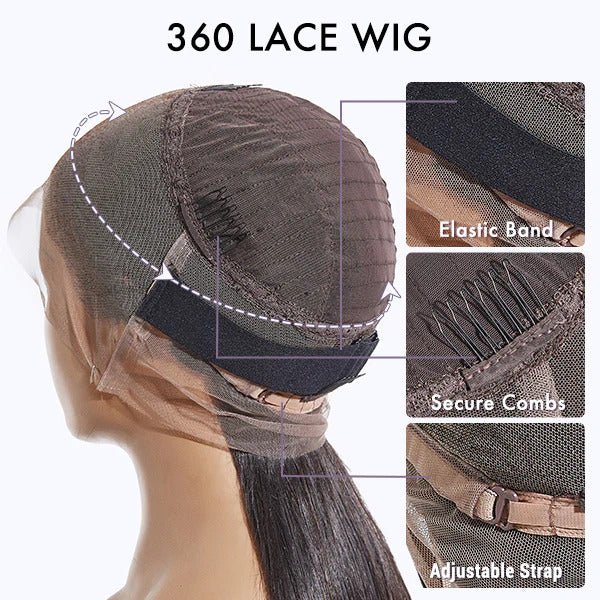 360 Full Lace Front Wig 24 inch Silky Straight Brazilain Human Hair - Image 5