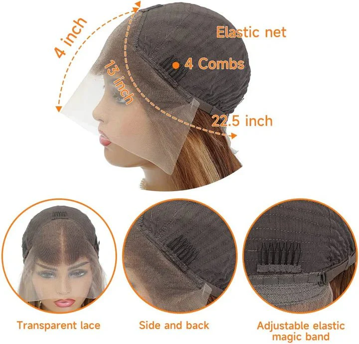 Glueless 13x4 Straight Highlight P4/27 Honey Blonde Wigs - Image 2