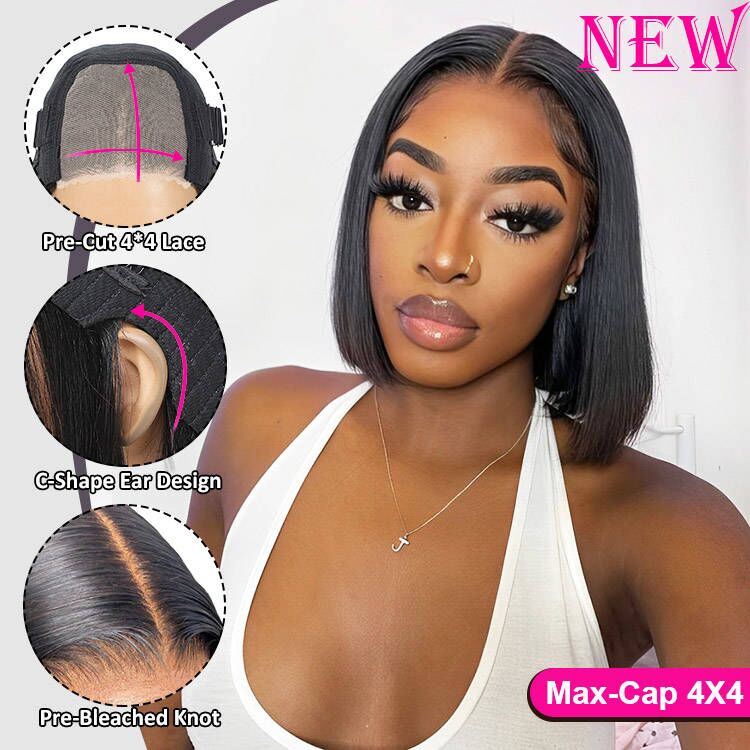 Glueless Max-cap Superlove Wear Go Pre-Cut 10 inch Straight Hair BOB Wig