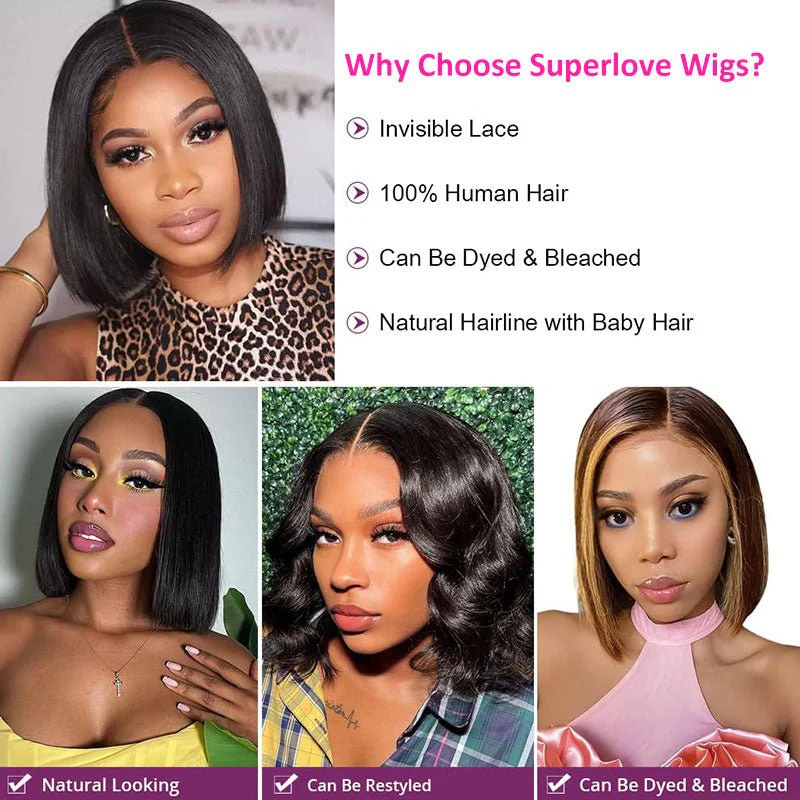 Lightning Deal 4x4 Lace Closure Bob Straight Wig - Image 2