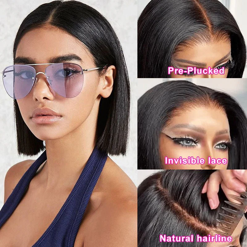Lightning Deal 4x4 Lace Closure Bob Straight Wig - Image 3