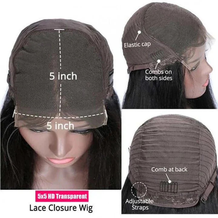 Peruvian Human Hair 5x5 Lace Closure Straight Wigs For Black Women - Image 5