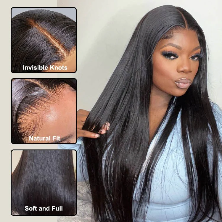 ReadytoGo Glueless 3 Way Straight Closure Wig 100% Brazilain Human Hair - Image 2