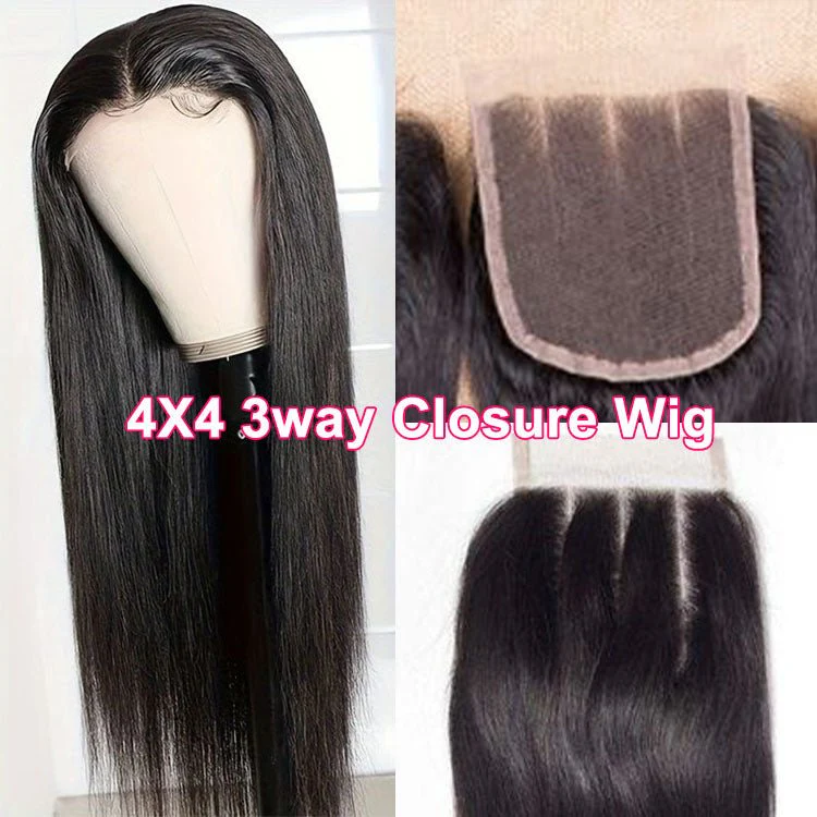 ReadytoGo Glueless 3 Way Straight Closure Wig 100% Brazilain Human Hair - Image 4