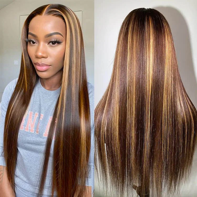 13x4 Lace Frontal Wig 20 Inch Straight #4/27 Colored - Image 3
