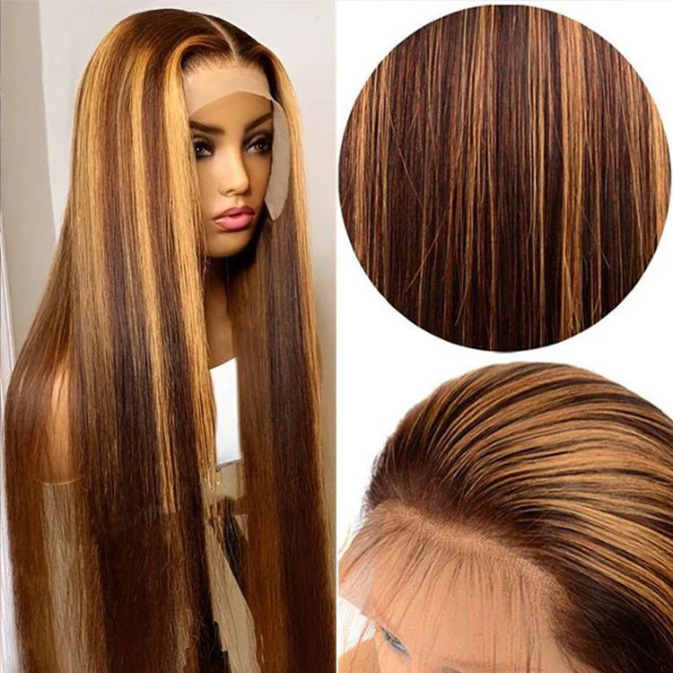 13x4 Lace Frontal Wig 20 Inch Straight #4/27 Colored - Image 5