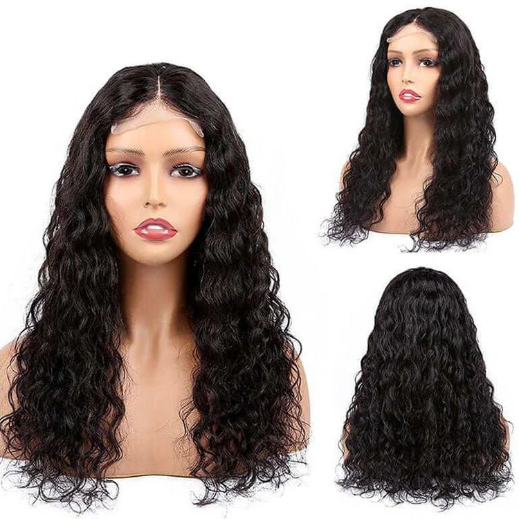4x4 Lace Closure Water Wave Malaysian Wigs - Image 4